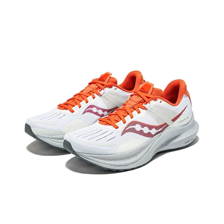 Saucony Tempus Cushioning, Breathable, Supportive Low Top Training Running Shoes Men's White Orange Red-2