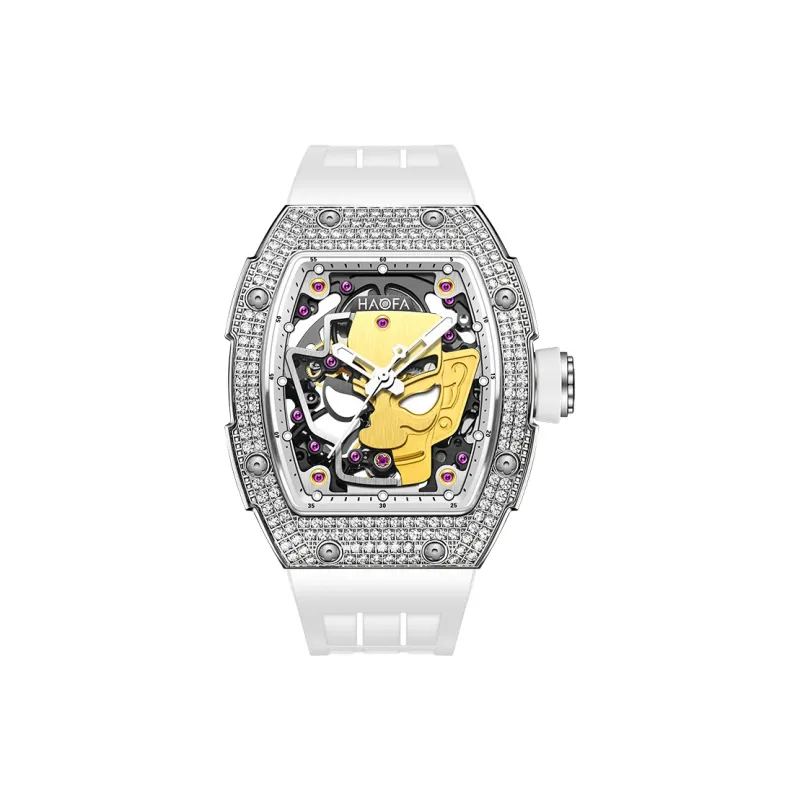 HaofaTourbillon Automatic Mechanical Movement Rubber Strap Watch Men's Watches Cut-Out Dial-5