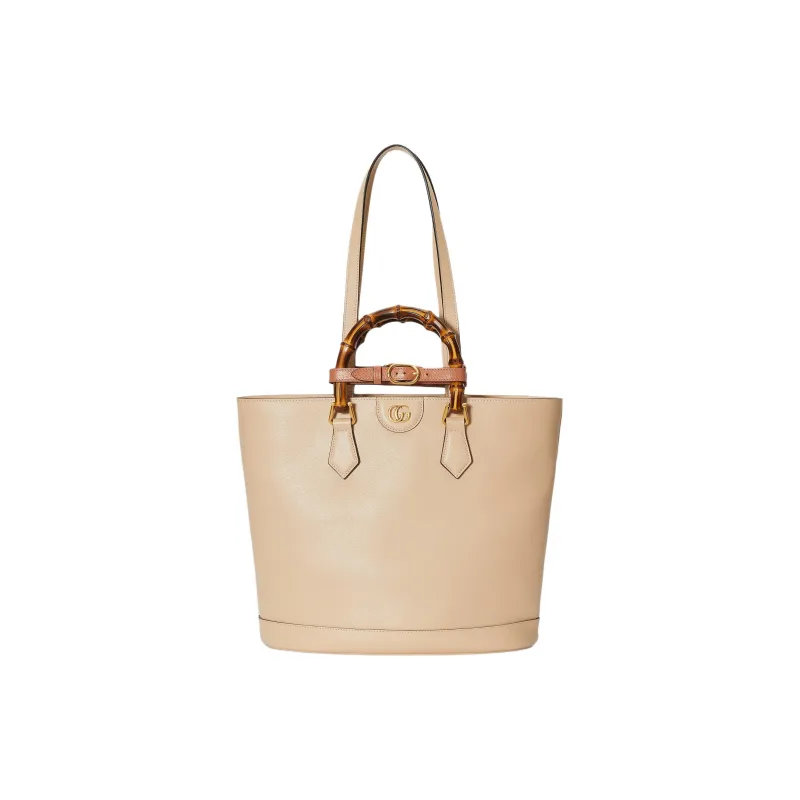 GUCCI Diana Leather Tote Bag Shopping Bag Shoulder Bag Handbag Medium Size Women's Light Beige-6