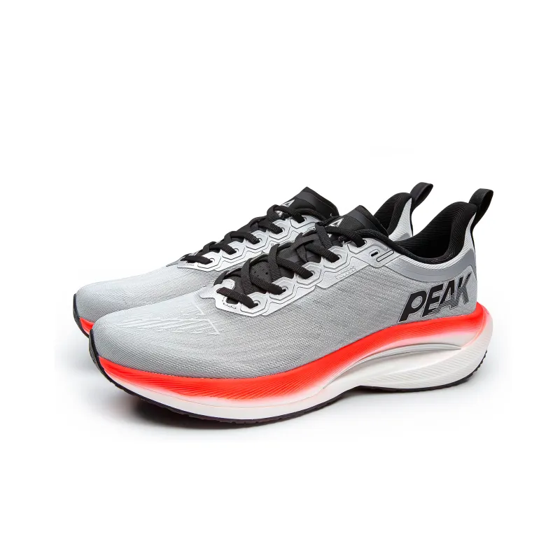 PEAK Running Shoes Men Low Top Ice Gray/Dazzling Orange-2