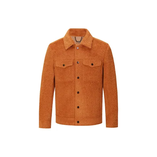 DAVID NAMAN Coats Men Orange