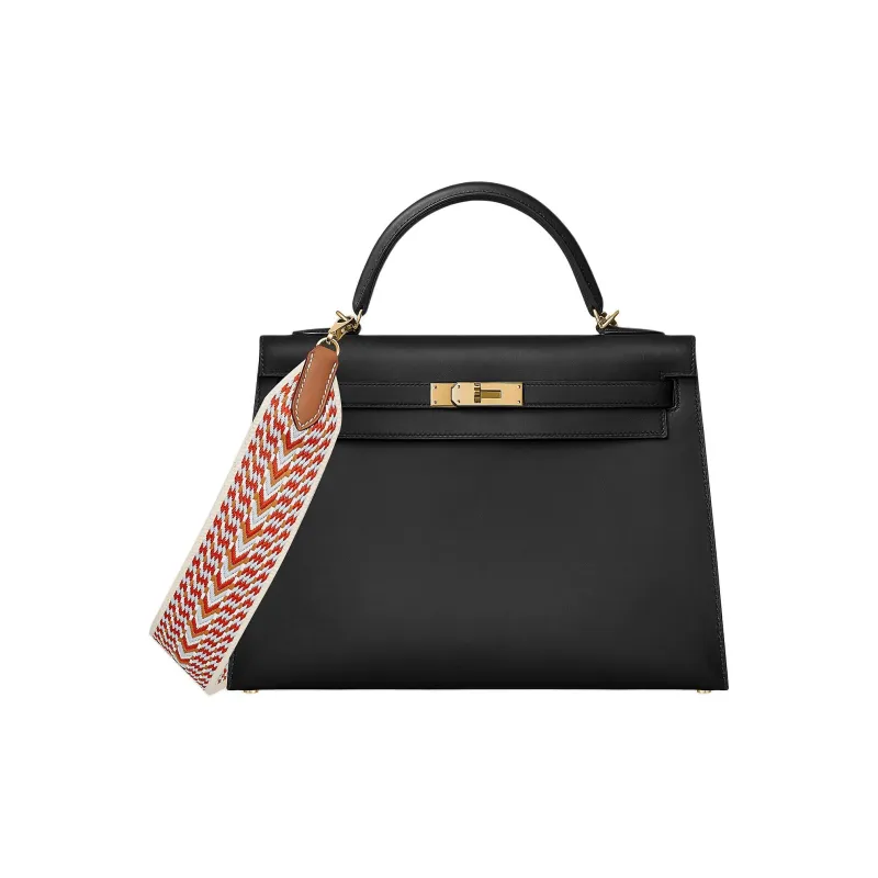 HERMES Sangle Allegro Canvas With Swift Calfskin Bag Strap Women's Cinnamon With White Accents-1