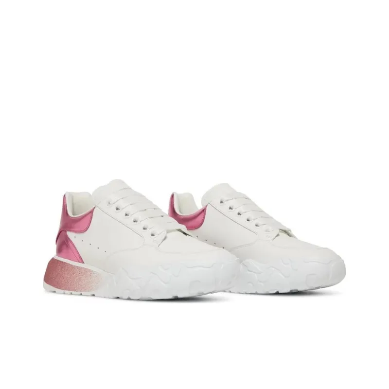 Alexander McQueen Metallic Court Low Top Sneakers 'White Pink' Women's-2
