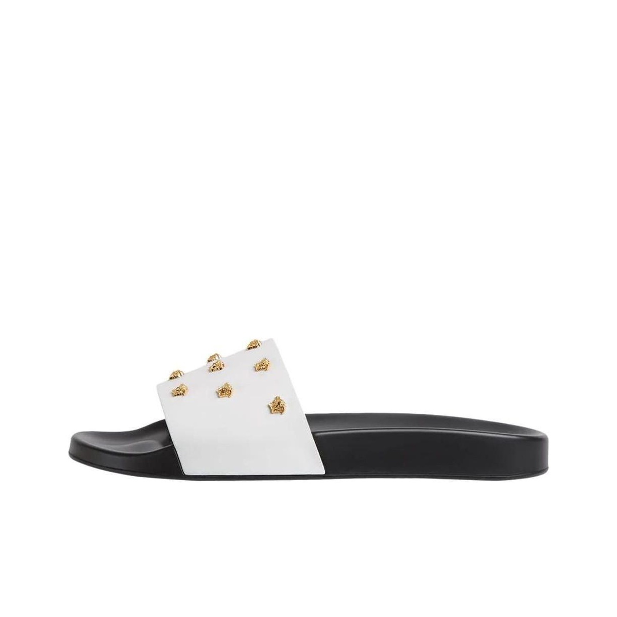 【VERSACE】Medusaレザースライド VERSACE Medusa Stud Leather Slide 'White' - POIZON