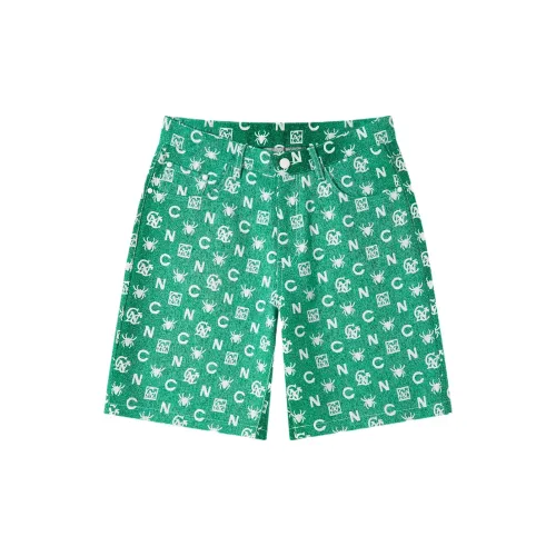 C'N'C New Order & Classics Series Denim Shorts Men Green Floral Design