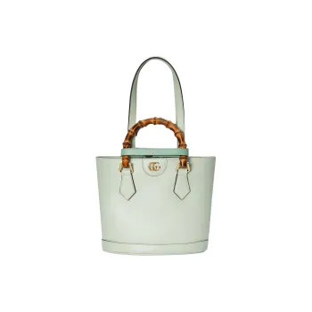 GUCCI Diana Leather Tote Bag, Shopping Bag, Handbag Trumpets Women's Light Green