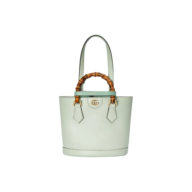 GUCCI Diana Leather Tote Bag, Shopping Bag, Handbag Trumpets Women's Light Green-0