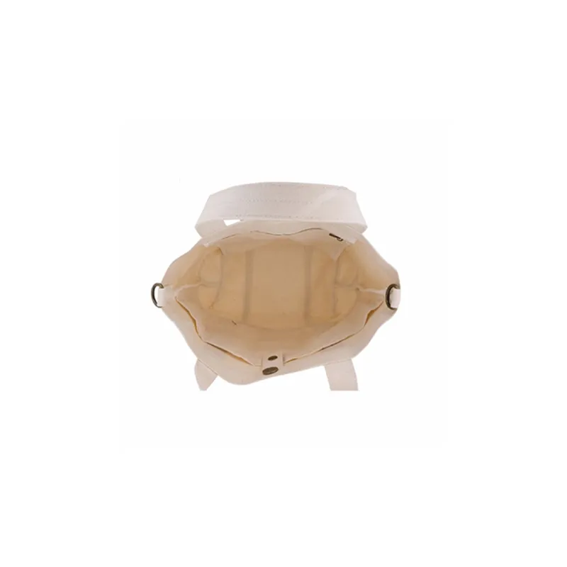 Hello Marche Fabric Bucket Bag, One Shoulder Handbag Regular Women's White-4