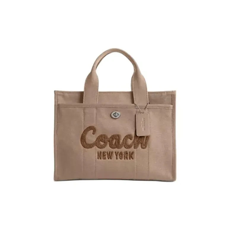 COACH Cargo Canvas Tote Bag Shopping Bag One Shoulder Crossbody Canvas Bag Handbag Large Size Women's Brown-0