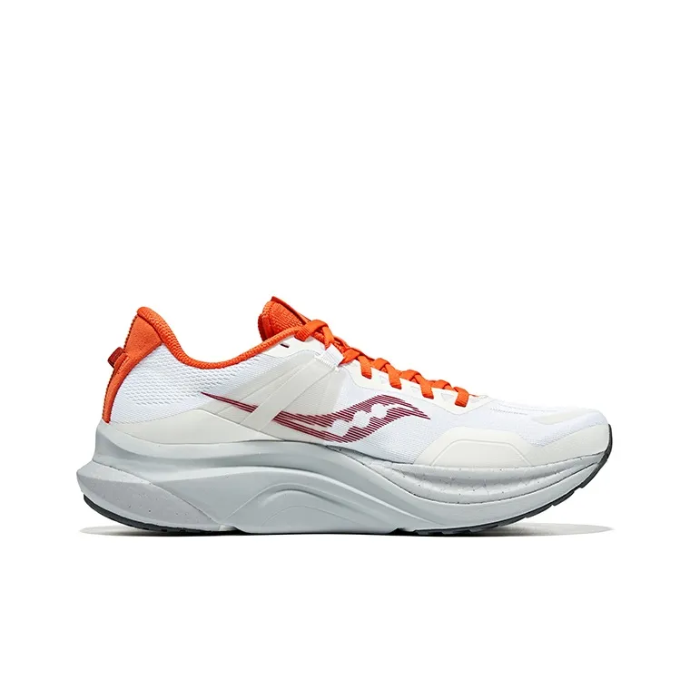 Saucony Tempus Cushioning, Breathable, Supportive Low Top Training Running Shoes Men's White Orange Red-1