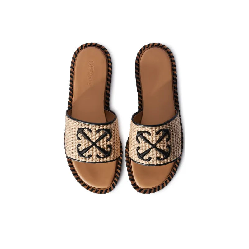 OFF-WHITE Twist Arrow Raffia Slides Women's-3