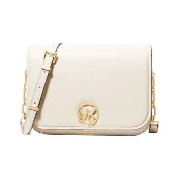 MICHAEL KORS Delancey Artificial Leather Messenger Bag Shoulder Bag Crossbody Bag Medium Size Women's Milk White