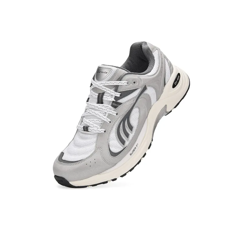 DO WIN Shock Absorbers Slip Resistant Breathable Low Top Casual Running Shoes Unisex Light Gray White-1