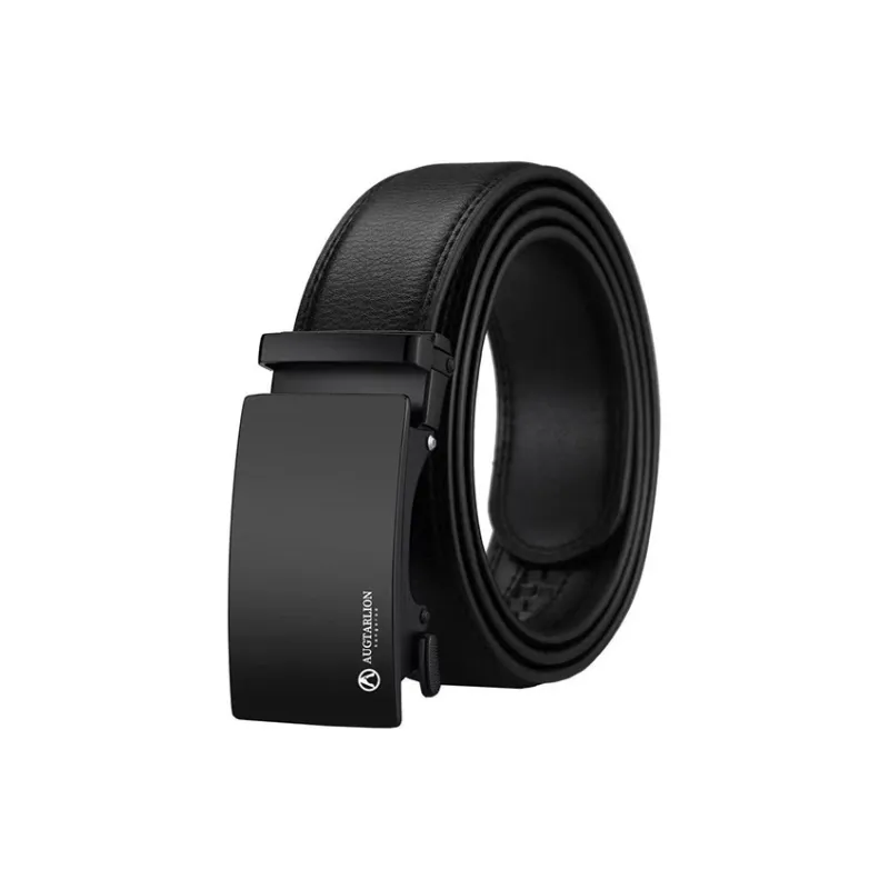 AUGTARLION Business Casual Automatic Buckle Pants Belt Leather Belts Men's Black 3.5cm-0