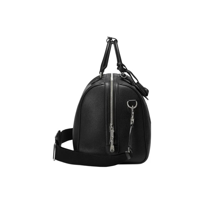GUCCI One Shoulder Crossbody Portable Travel Bag Leather With GG Supreme Canvas Medium Size Men's Black-2