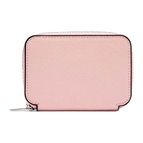 Valextra Millepunte Calfskin Card Holder Wallet Women's Peony Pink