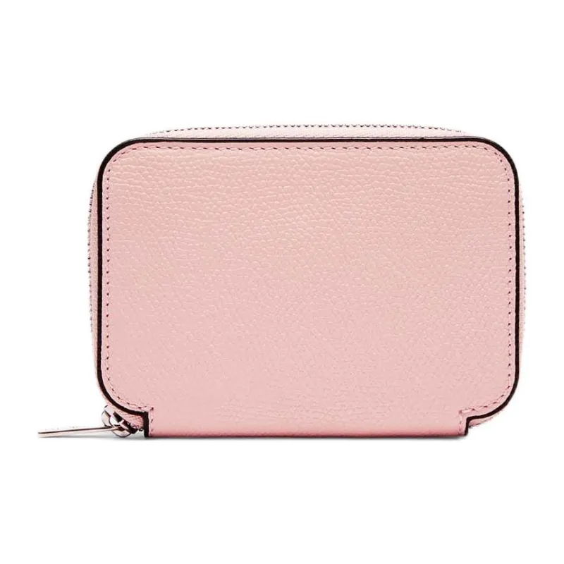 Valextra Millepunte Calfskin Card Holder Wallet Women's Peony Pink-0