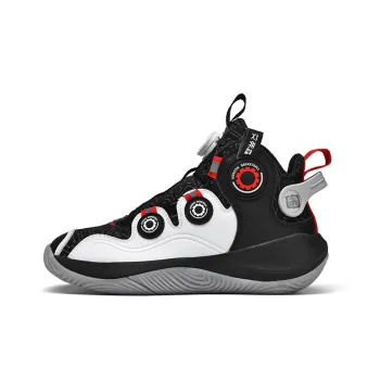 IVERSON Wear resistant And Lightweight High Top Kids' Slip on Basketball Shoes Unisex Glow In The Dark Black White Red