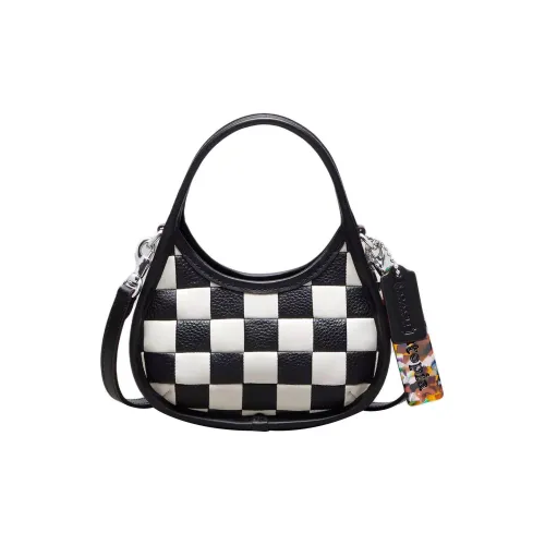 Coachtopia Leather Handbag Shoulder Bag Crossbody Bag Mini Women's Black & White