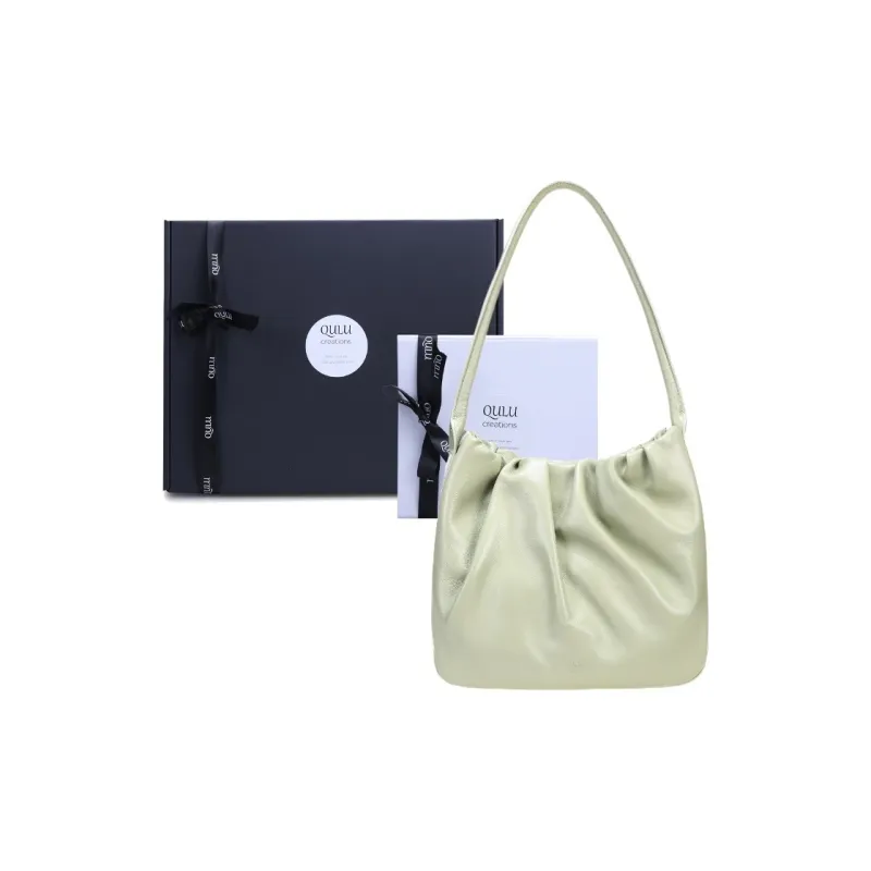 QULU Sheepskin Tote Shoulder Bag Puff Bag Large Size Women's Milk White/Coffee-10