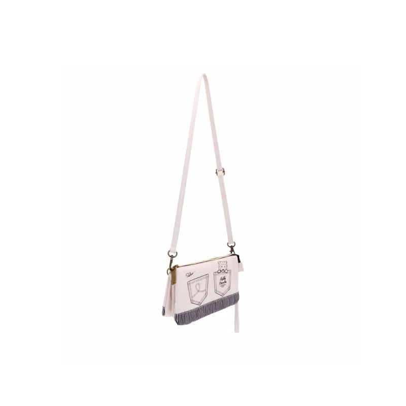 Hello Marche Fabric Shoulder Bag, Crossbody Bag Regular Unisex White-2