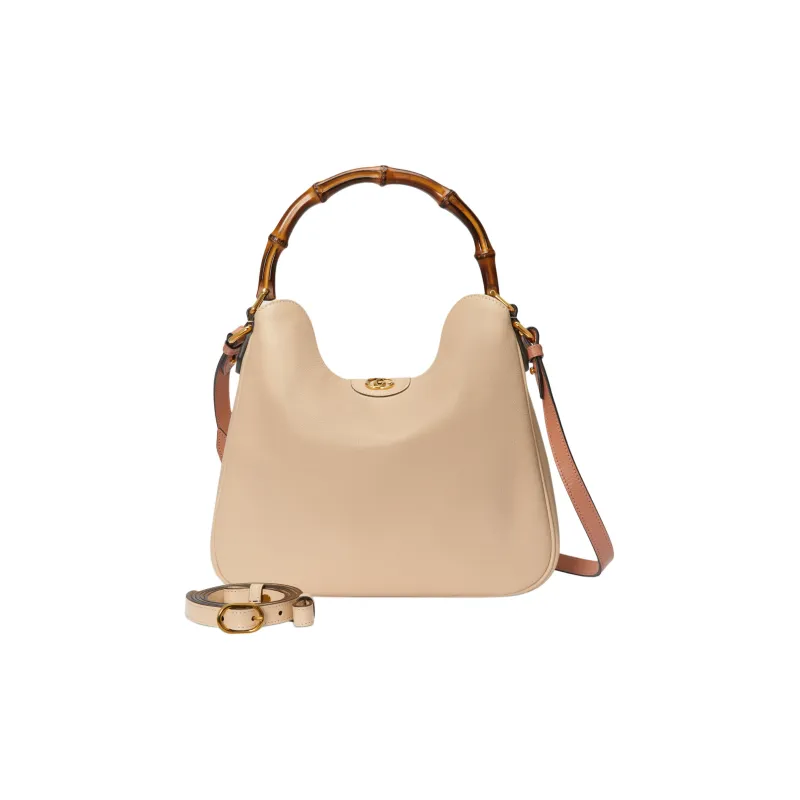 GUCCI Diana Leather Portable Crossbody Bag, Shoulder Bag Medium Size Women's Light Beige-3