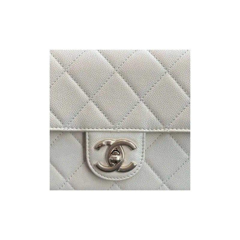 CHANEL Grain Calfskin Camera Bag, Flap Bag, Shoulder Bag, Crossbody Bag Women's White-3