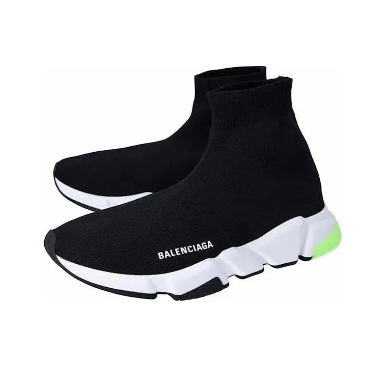 Balenciaga Speed Trainer Black Fluo Yellow Heel-2