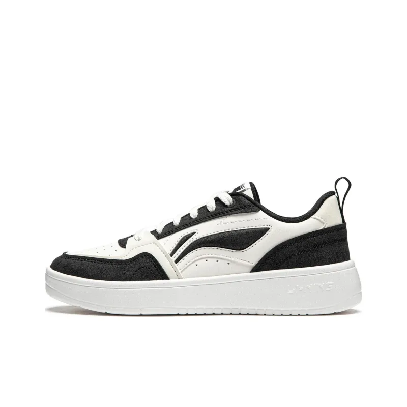 LiNing Yuanbao V2 Slip Resistant Cushioning Wear Resistant Low Top Skateboard Shoes Women's Black White-0