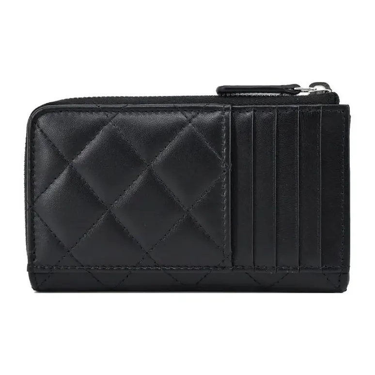 CHANEL Lambskin Card Holder Women's Black-2