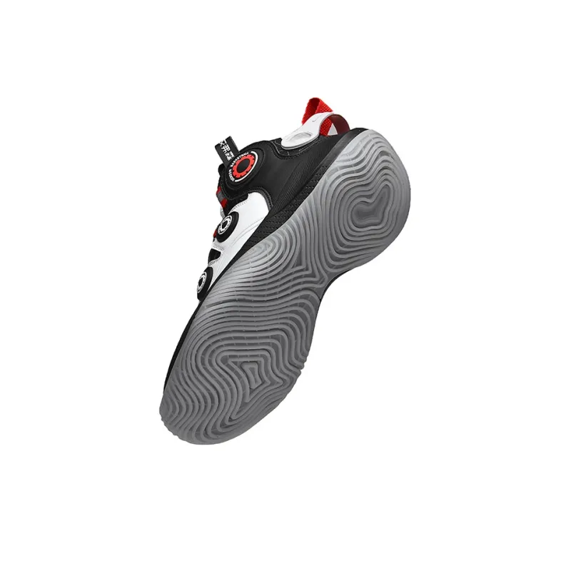 IVERSON Wear-resistant And Lightweight High-Top Kids' Slip-on Basketball Shoes Unisex Glow In The Dark Black White Red-4