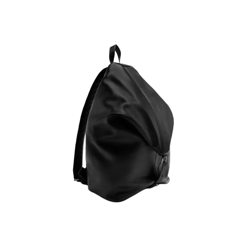 ZARA Cow Leather Backpack Large Size Men's Black-1