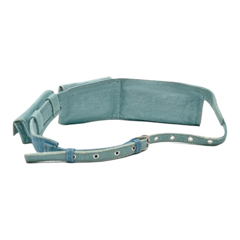 ZARA Cotton And Polyester Blend Sling Bags One Shoulder Crossbody Fanny Pack Women's Denim Blue-3