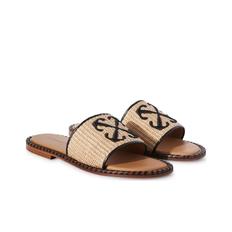 OFF-WHITE Twist Arrow Raffia Slides Women's-1