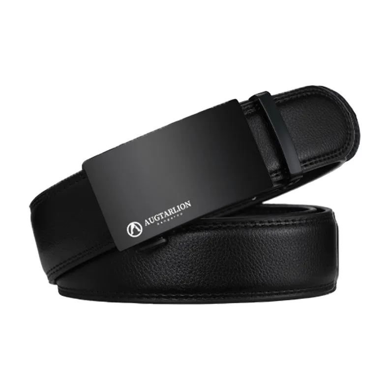 AUGTARLION Business Casual Automatic Buckle Pants Belt Leather Belts Men's Black 3.5cm-2