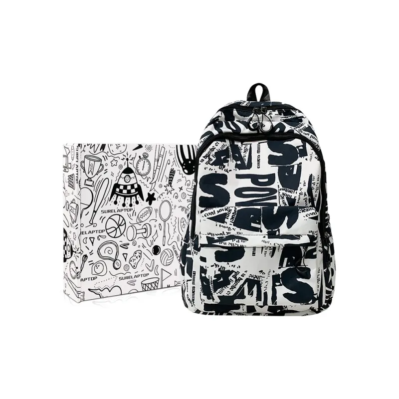 SURELAPTOP Nylon Laptop Backpack Large Size Unisex Black/Gray/Green/Blue-16