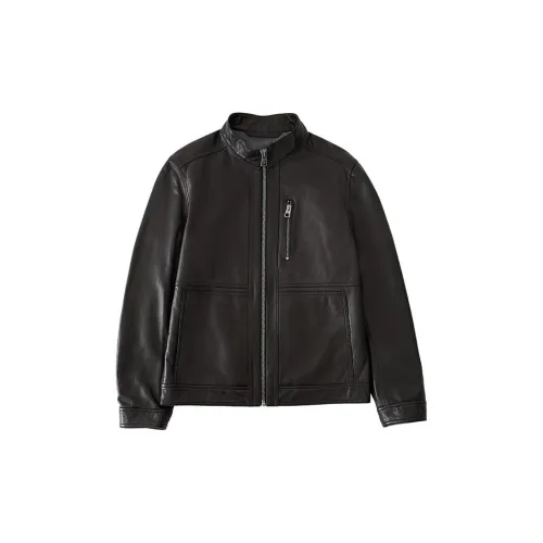 MARC OPOLO Leather Jackets Men Black