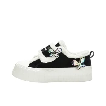 KARLIE KELLER Warm Wear-Resistant Breathable Slip-Resistant Low-Top Skateboard Shoes Women's Black White