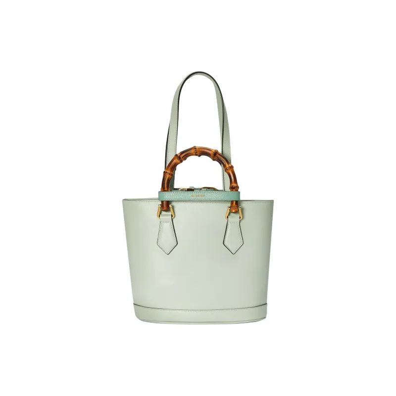 GUCCI Diana Leather Tote Bag, Shopping Bag, Handbag Trumpets Women's Light Green-2