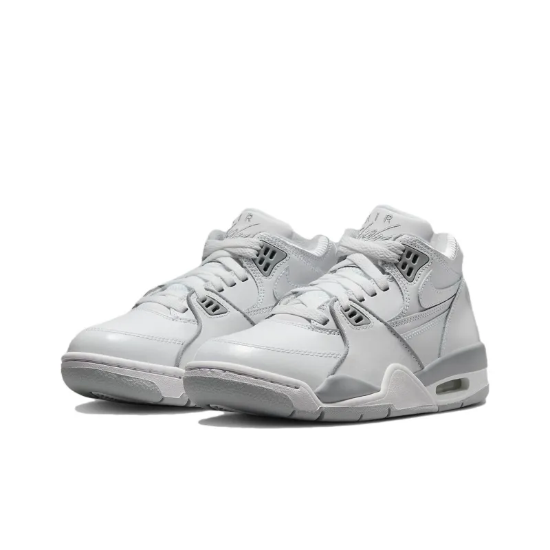 Nike Air Flight 89 Abrasion Resistant Breathable Low Top Vintage Basketball Shoes Men's Gray White-2