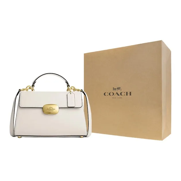 COACH Eliza Cow Leather Shoulder Bag Crossbody Bag Handbag Large Size Women's Chalk White-5