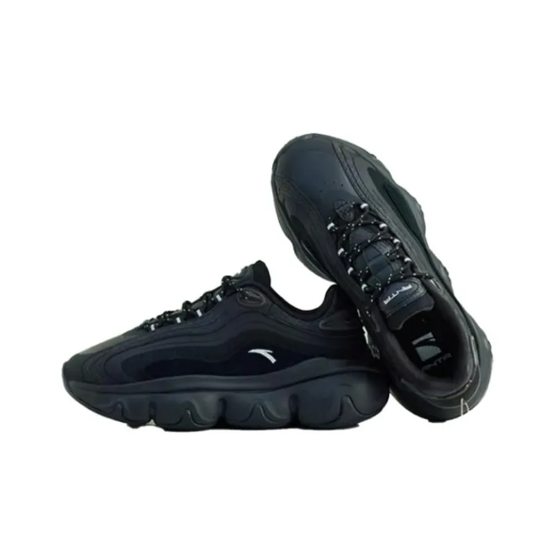 Anta Life Collection Cushioning Anti Slip And Wear Resistant Low Top Chunky Sneakers Women's Black-3