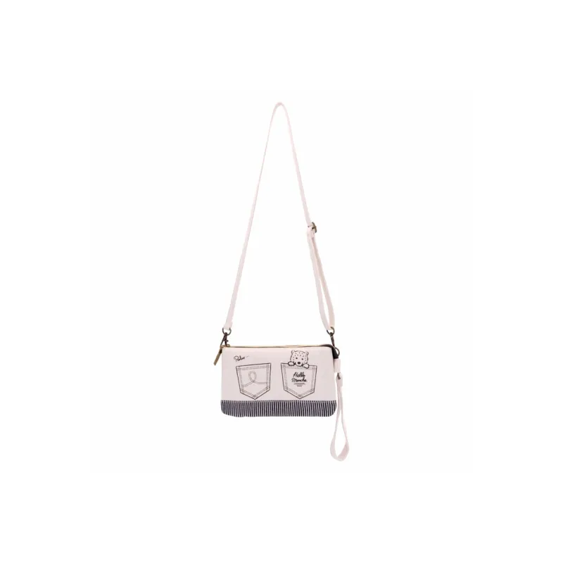 Hello Marche Fabric Shoulder Bag, Crossbody Bag Regular Unisex White-0