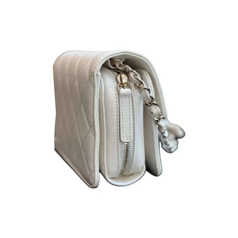 CHANEL Grain Calfskin Camera Bag, Flap Bag, Shoulder Bag, Crossbody Bag Women's White-1