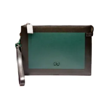 Valentino Cow Leather Clutch Men's Green & Black