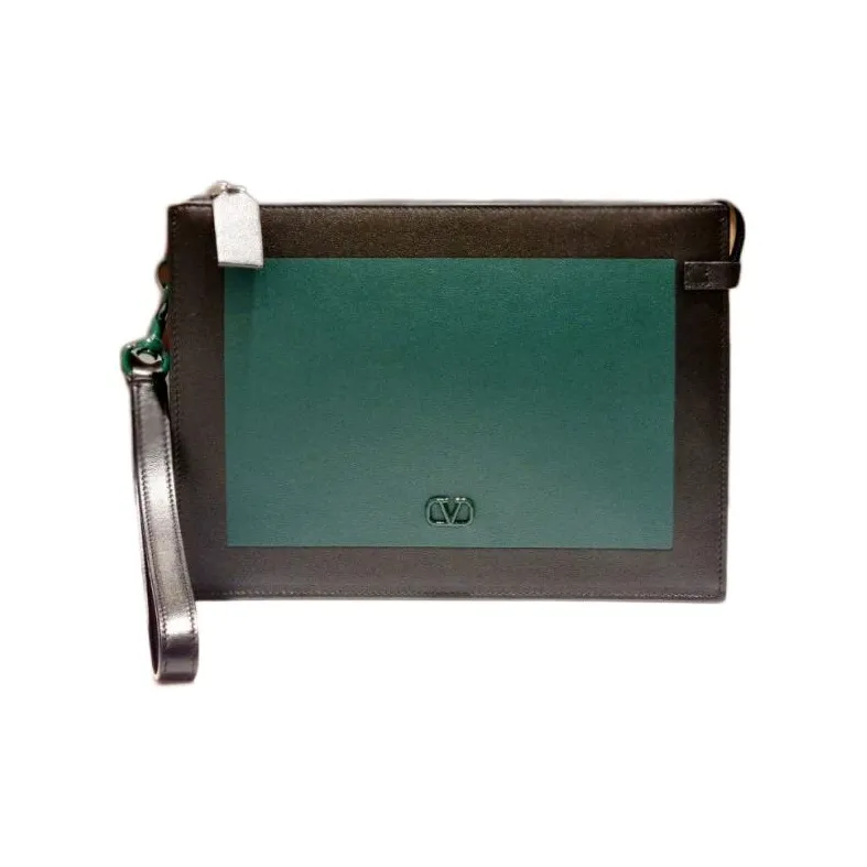 Valentino Cow Leather Clutch Men's Green & Black-0