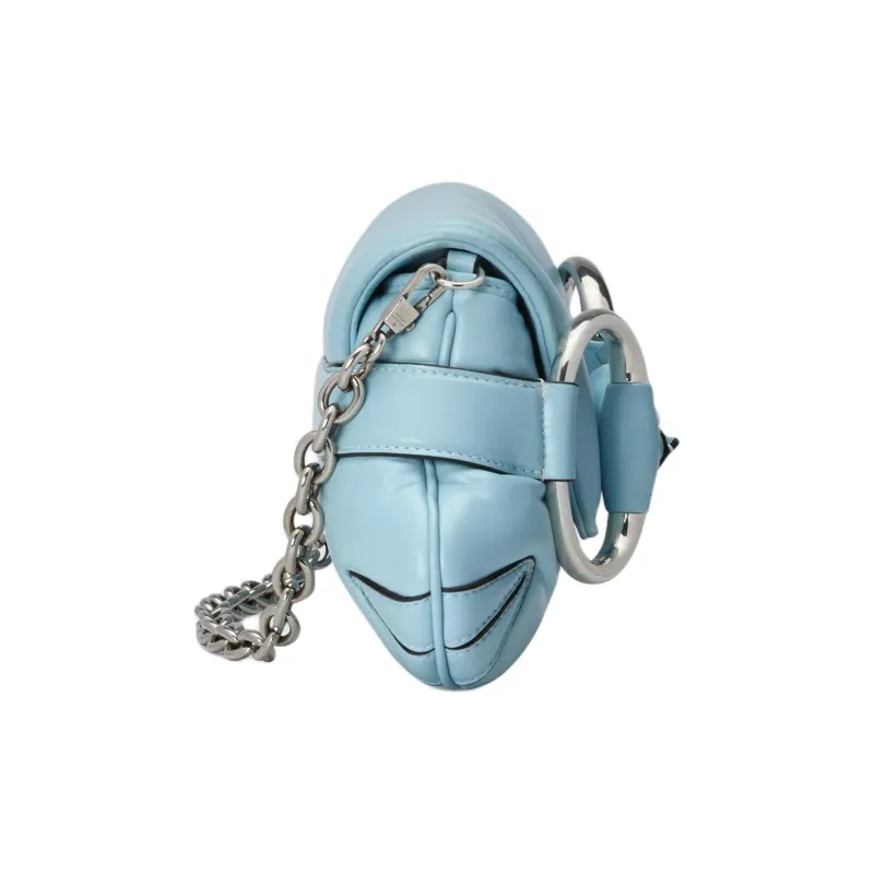 GUCCI HORSEBIT CHAIN Quilted Leather Shoulder Bag, Handheld Shoulder Bag Women's Light Blue-5