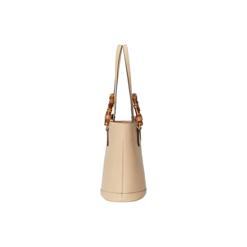GUCCI Diana Leather Tote Bag Shopping Bag Shoulder Bag Handbag Medium Size Women's Light Beige-5