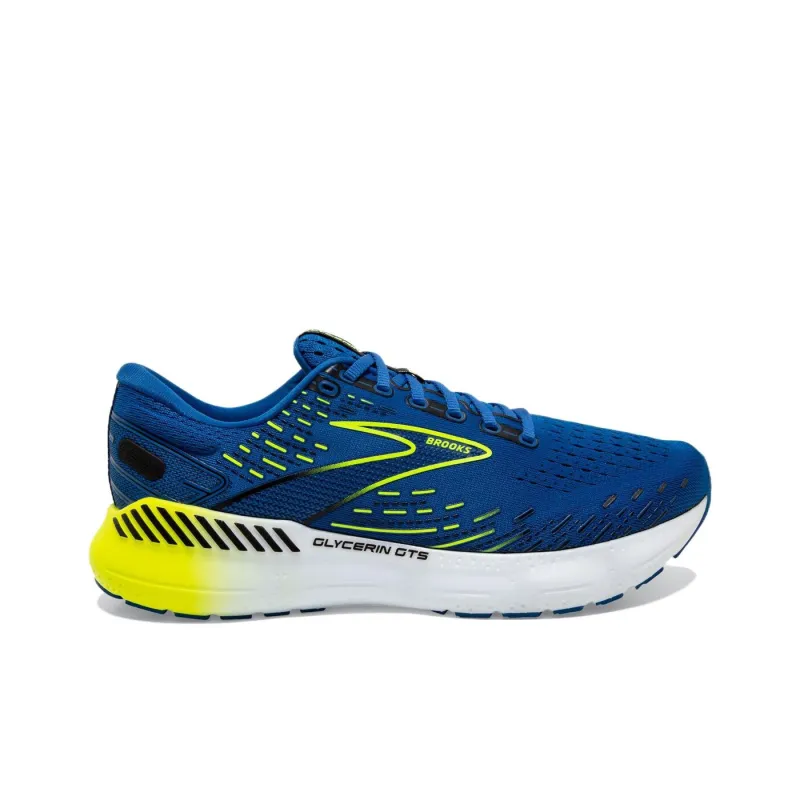 Brooks Glycerin GTS Anti Slip Wear Resistant Low Top Running Shoes Men's Blue Yellow-1