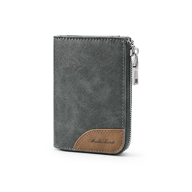 MashaLanti Synthetic Leather Coin Purses Card Holders Regular Men's Gray With Coffee-1